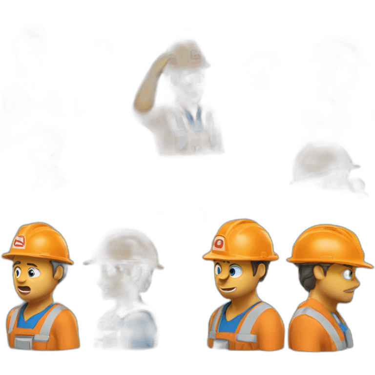 mining tiger, orange color, blue builder's helmet, worker, emoji, crying expression, animated, 3D emoji