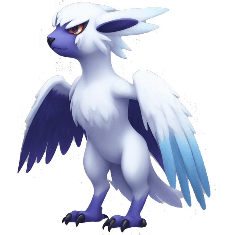  cool edgy colorful angelic ethereal Absol-Noibat-Fakemon full body emoji