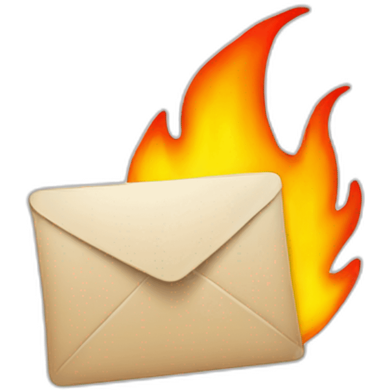 floating emails on fire emoji