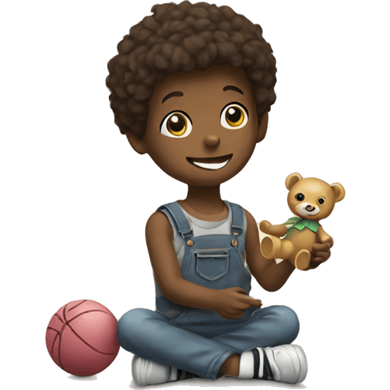 boy playing with doll emoji