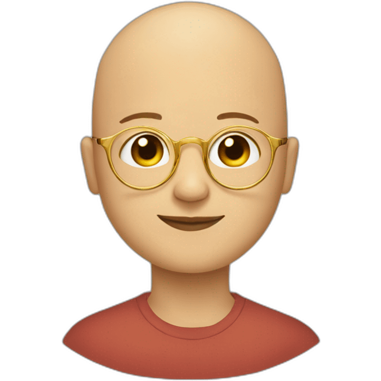 Plump bald boy 15 years old with round golden glasses emoji