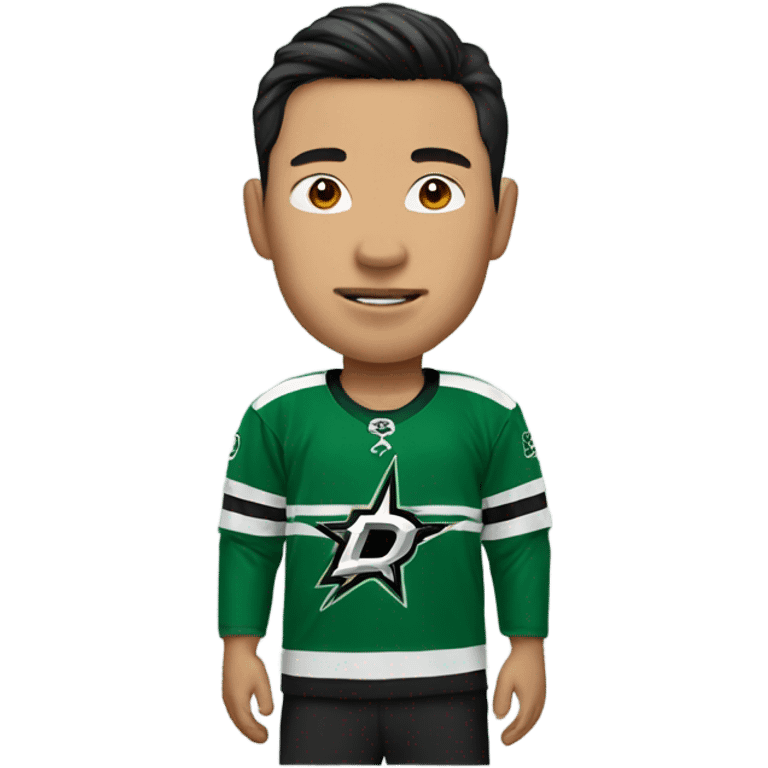 Asian guy wearing a dallas stars jersey  emoji