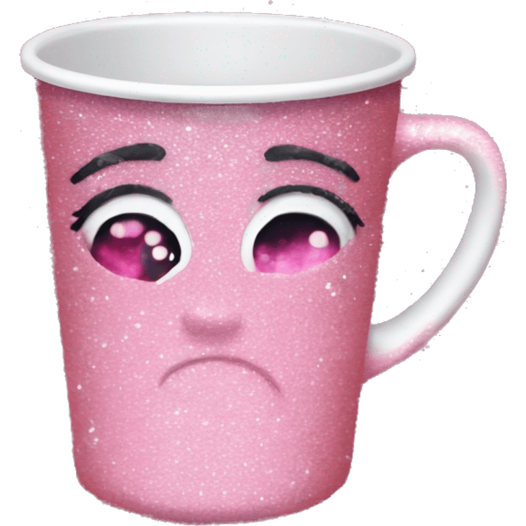 Pink glitter tumblr cup emoji