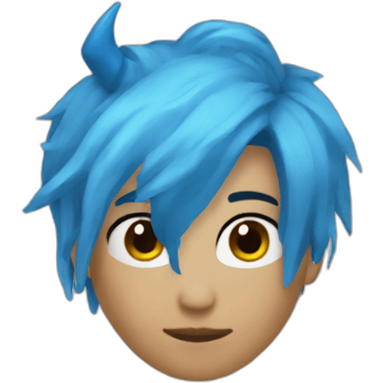 Blue hair blue horned hair covering face Roblox emoji