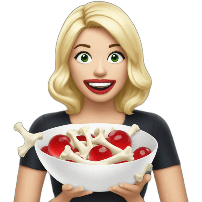 holly willoughby eating bones and red jelly emoji