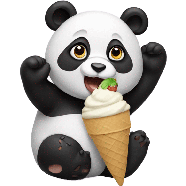 Panda eating ice cream emoji