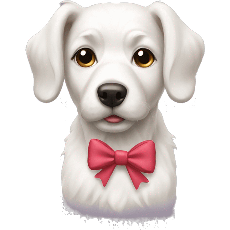 White dog with bow emoji