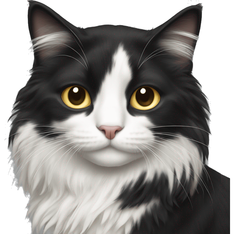 black and white cat long haired emoji