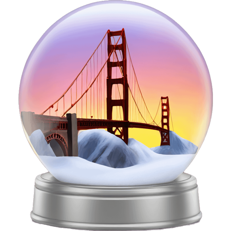 golden gate bridge snow globe, 4k, no background, sunset emoji