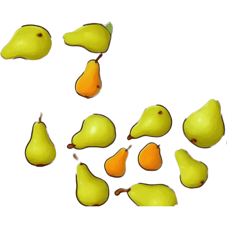 Pear with face and hands together with orang utan emoji