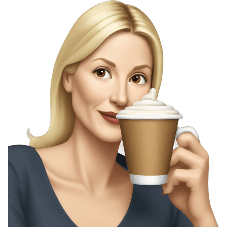 Kelly Rutherford drinking cappucino emoji