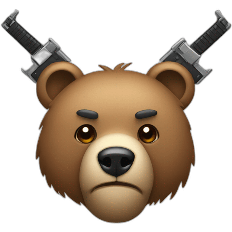 Bear face with weapons emoji