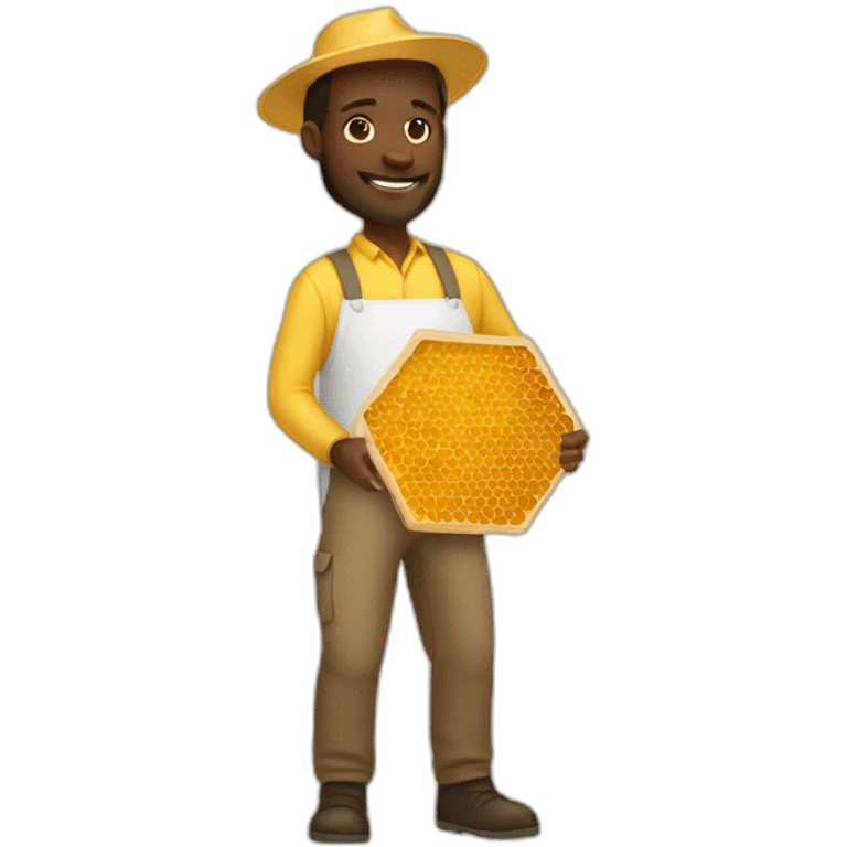 tall black man beekeeper holding honeycomb full body emoji