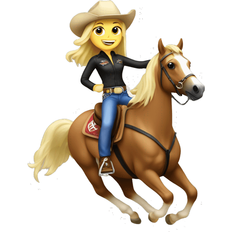 Blonde girl barrel racing emoji