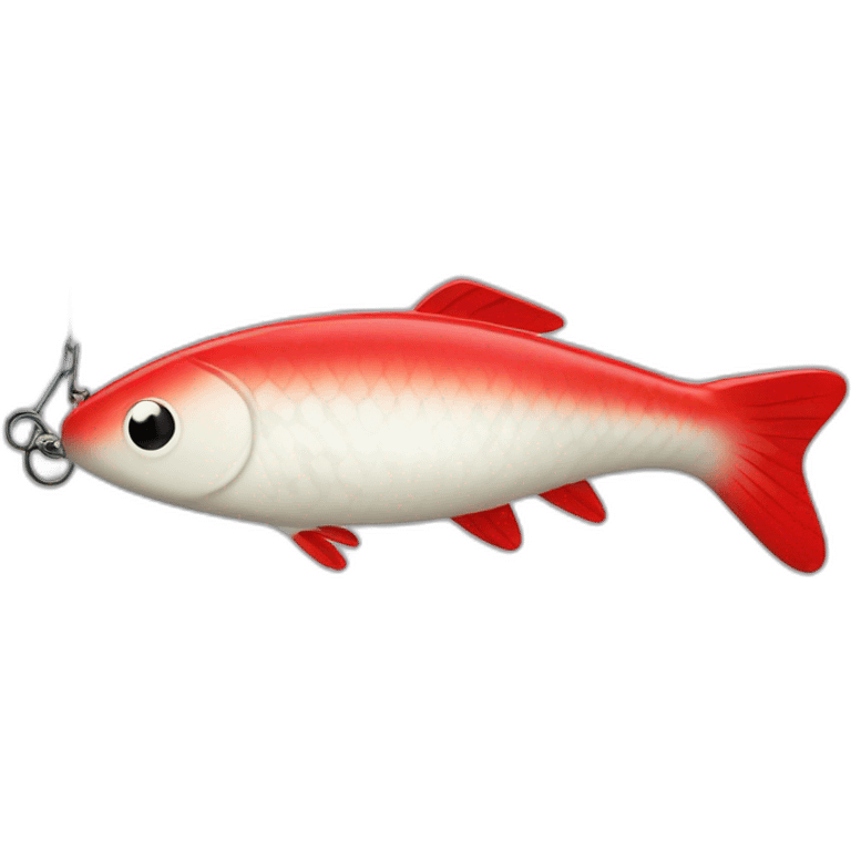 Red and white fishing lure emoji