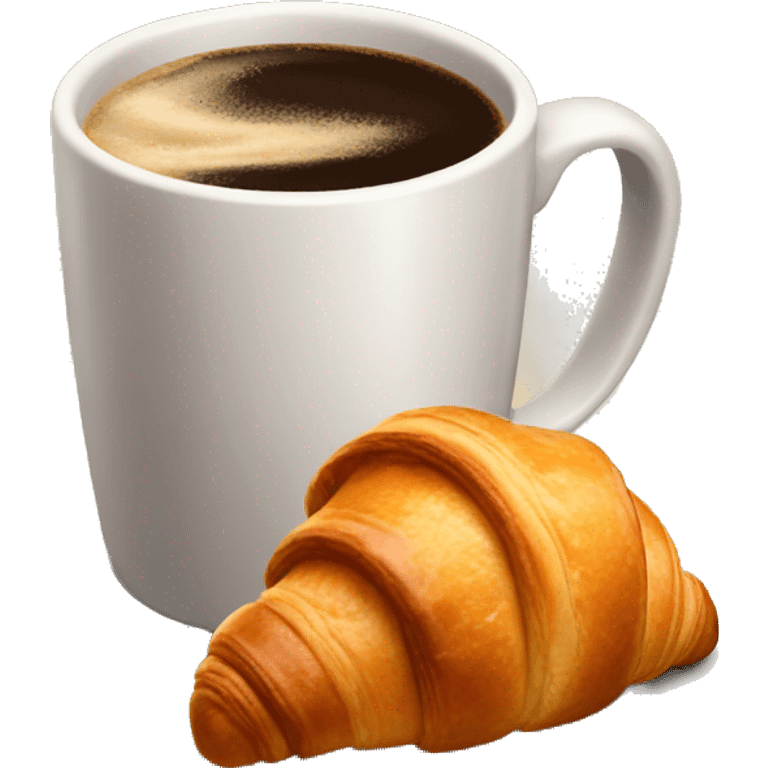 A cup of coffee with a croissant emoji