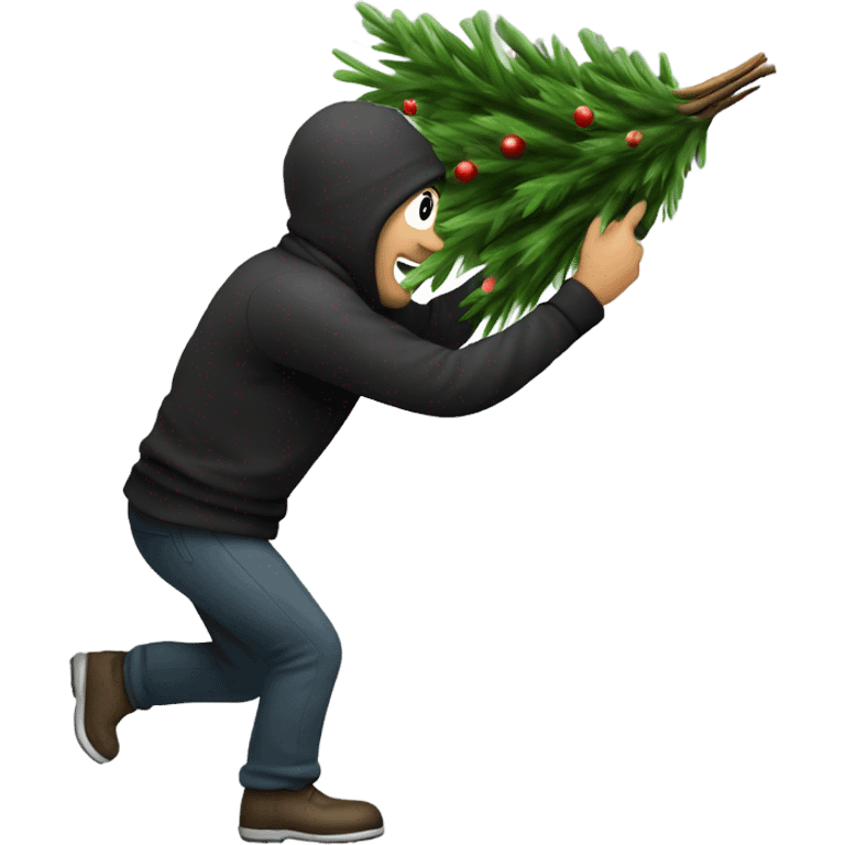 Thief stealing a Christmas tree emoji