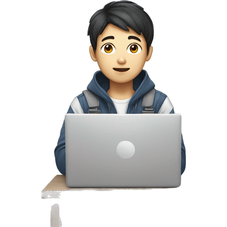 korean boy working in laptop emoji