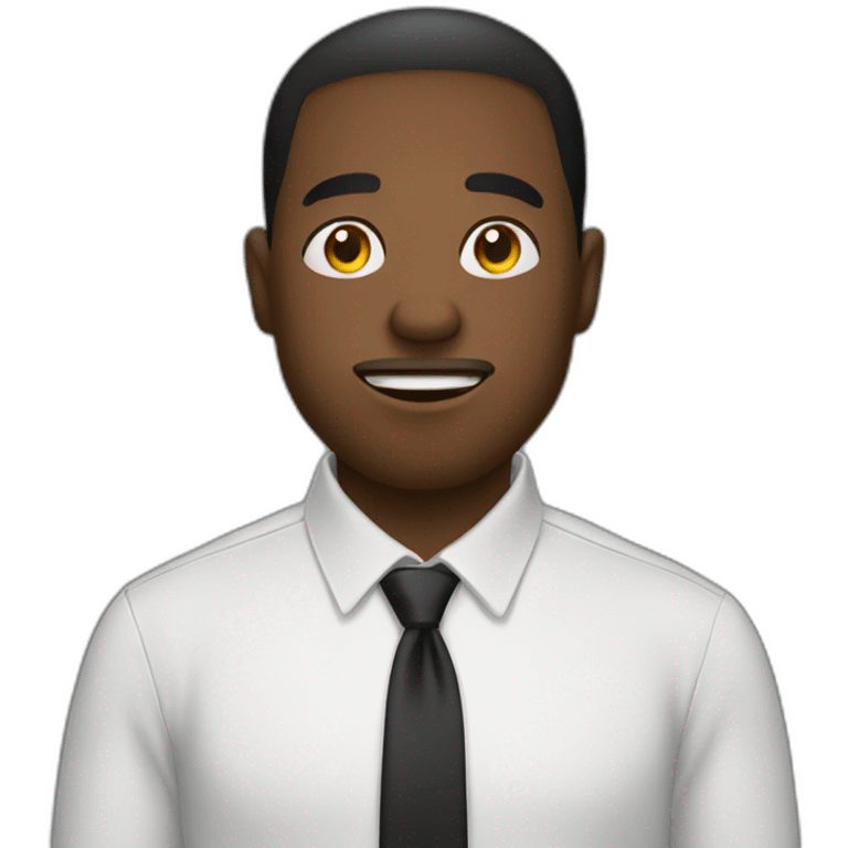 black male in dress shirt covering mouth emoji