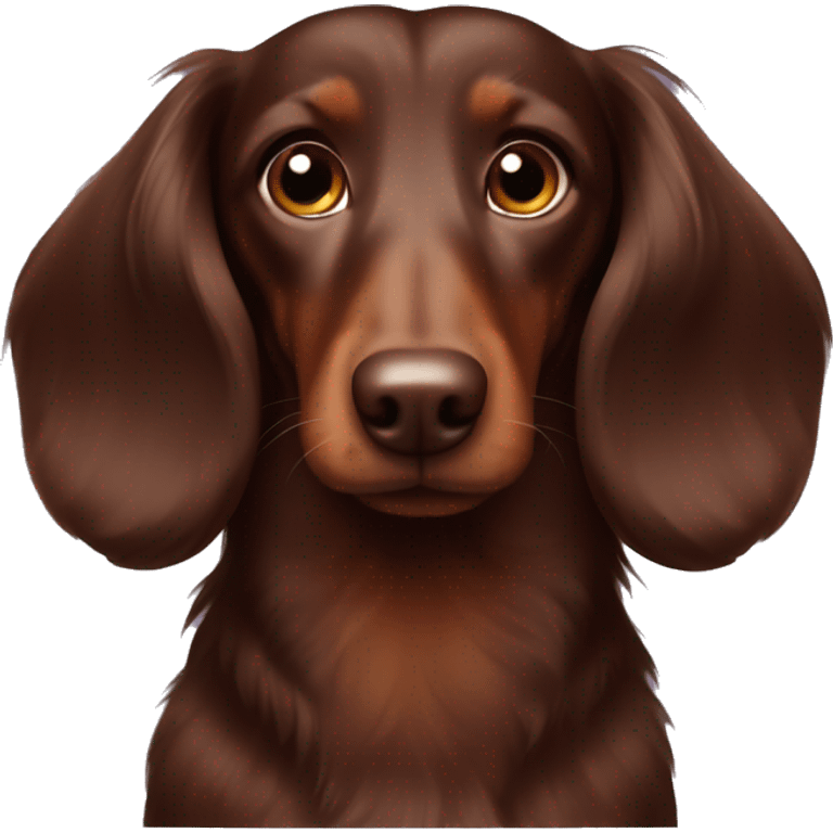 Solid Chocolate Brown Long-haired dachshund with fluffy ears emoji