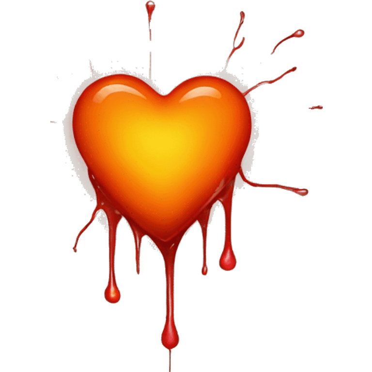 red heart glowing red-orange with bleeding wound emoji