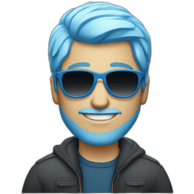 A white man with blue hair and sunglasses  emoji