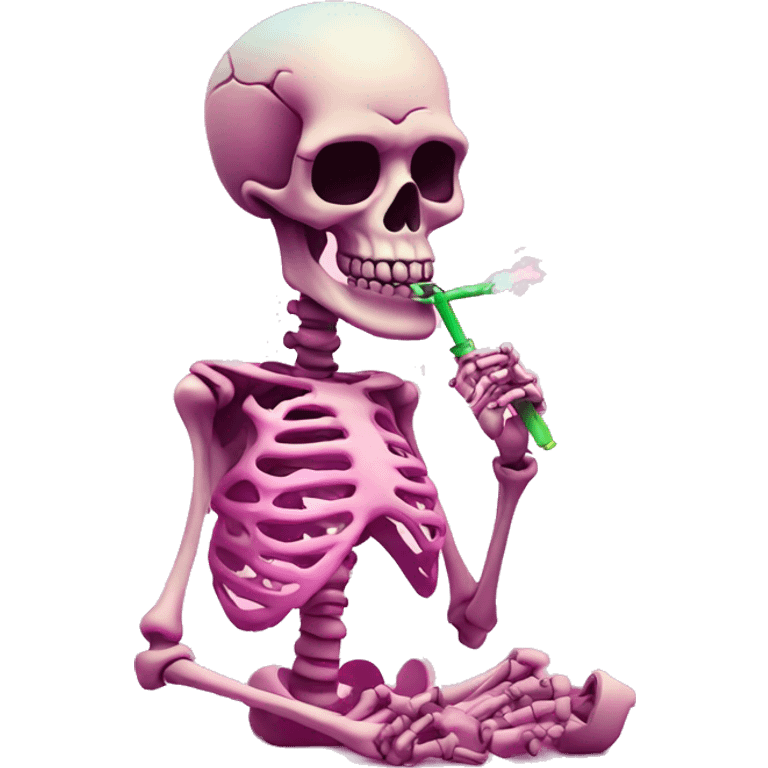 Cute skeleton smoking pink colored hookah  emoji