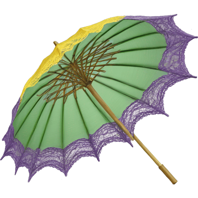 Realistic purple,green and yellow lace parasol. emoji