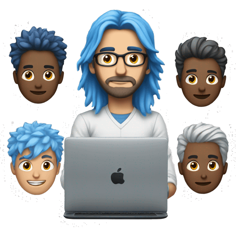 1 guys with blue hairs with laptops emoji