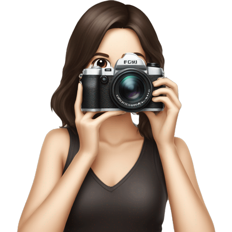 woman photographer fujifilm camera taking photo brunette emoji