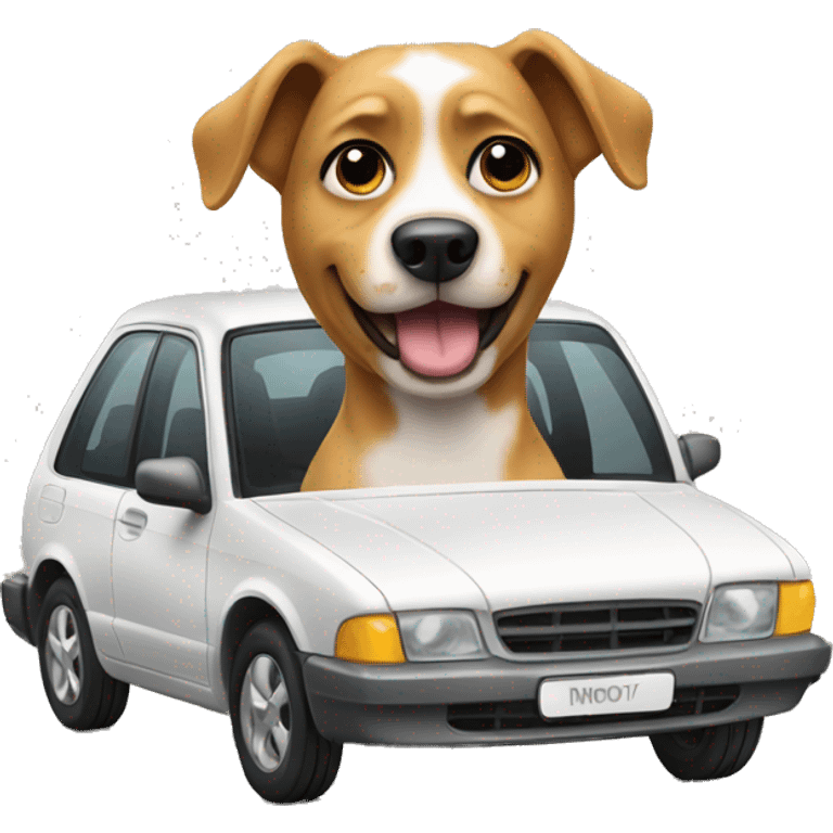 Dog with a car emoji