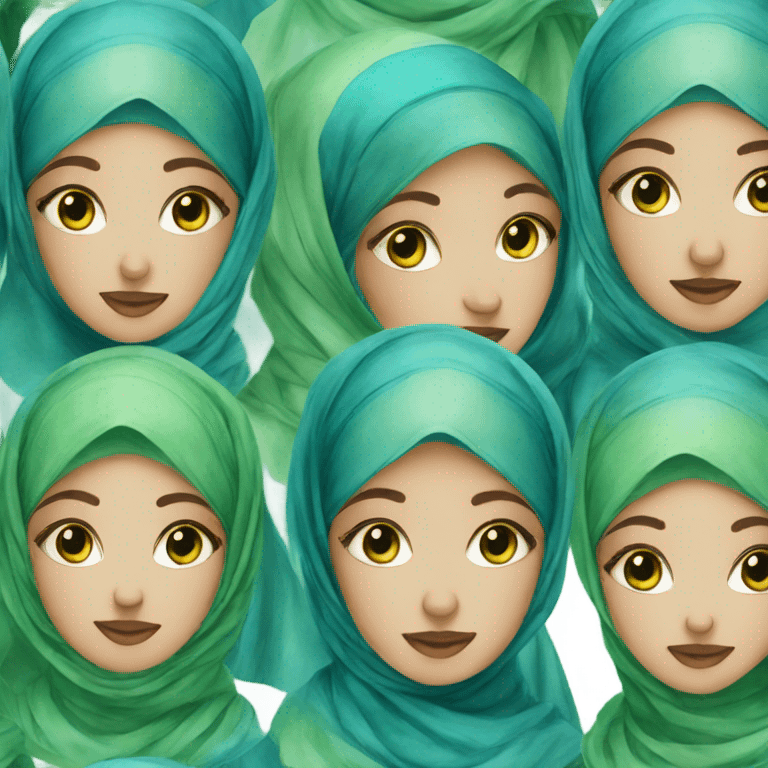 Blue and green watercolor hijab emoji