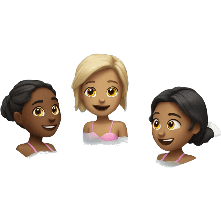 three girls in hottub emoji