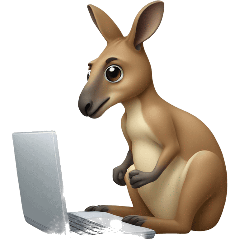 kangaroo using laptop emoji