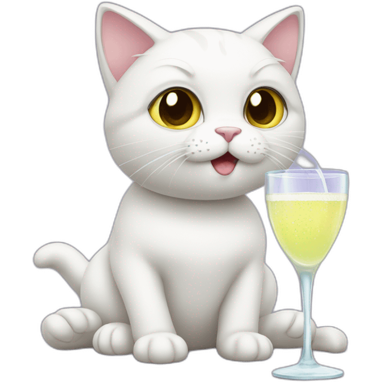 the white cat also drinks glasses emoji