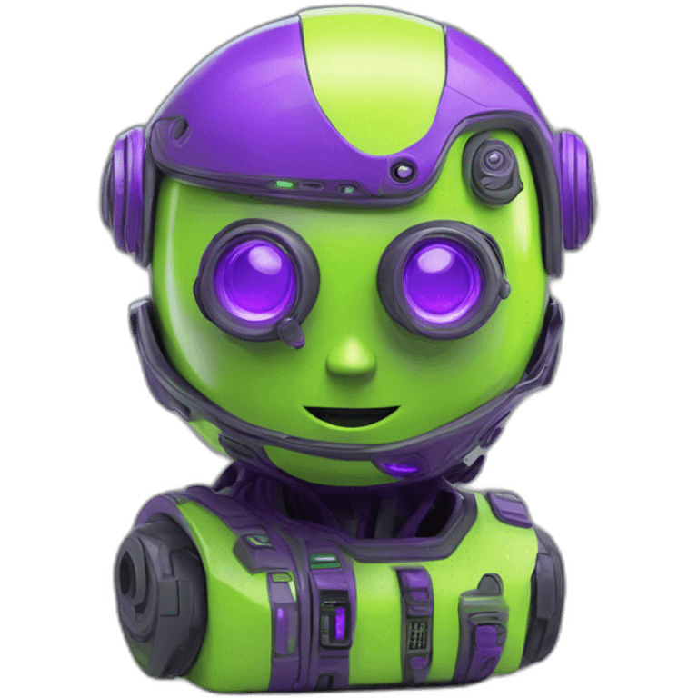 Cyber emoji of a FUTURISTIC HIGHTECH 3D Videomaker colors Lemon green and purple neon Videomaker emoji