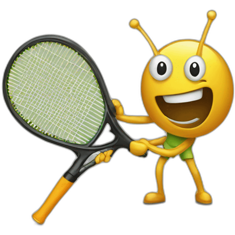 swatting bug with tennis racket emoji