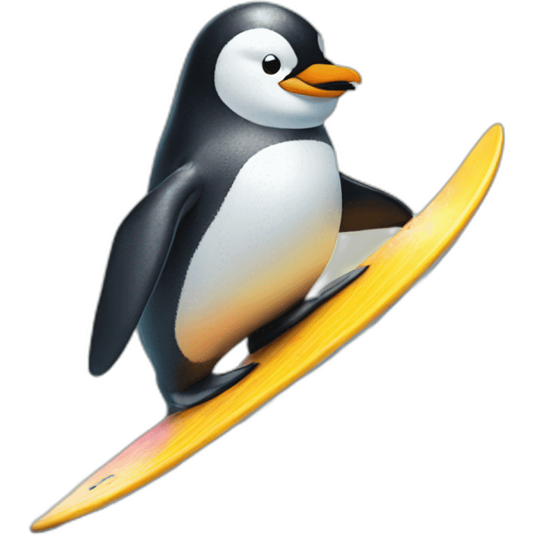 Penguin surfing emoji