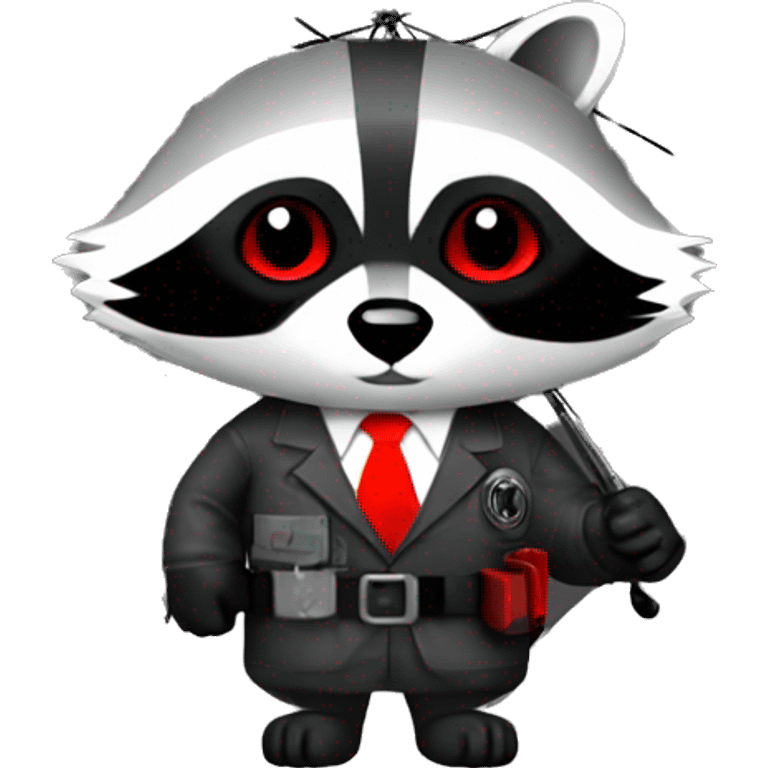 Raccoon with umbrella corporation logo emoji