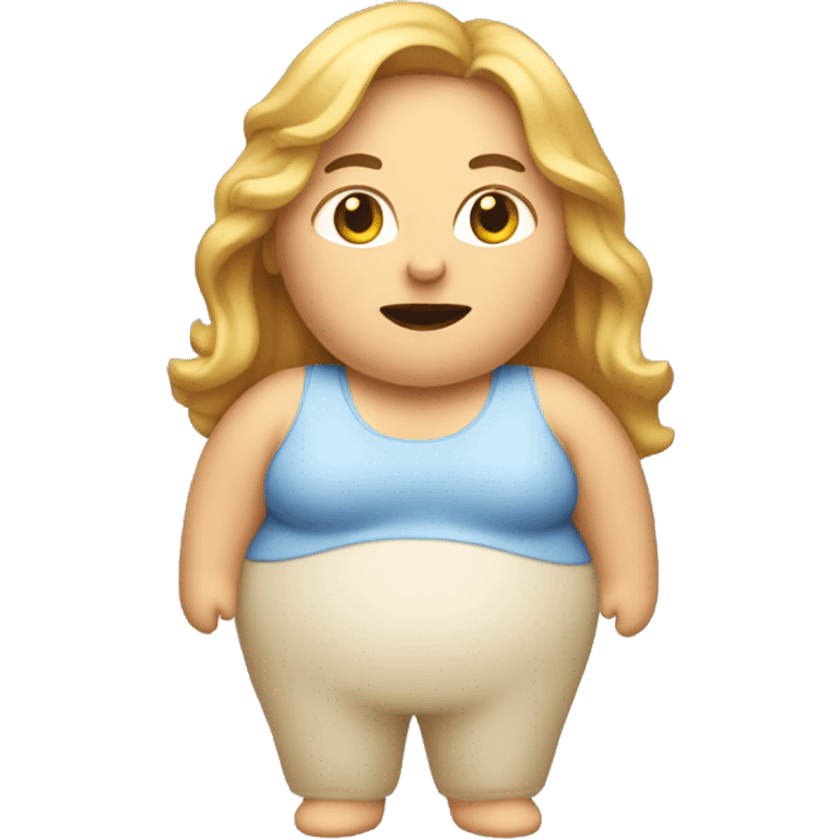 Obesity. A middle-aged woman with golden long hair. emoji