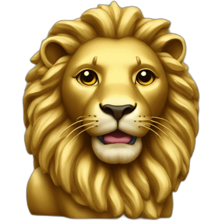 Gold lion statue on a bookshelf emoji