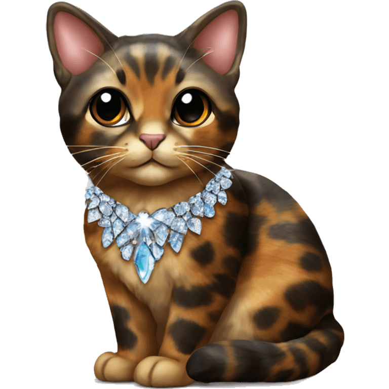 tortoiseshell cat wearing crystals  emoji