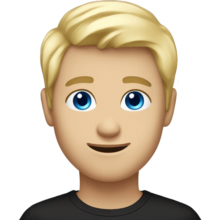 Blond guy with bright blue eyes and black shirt  emoji