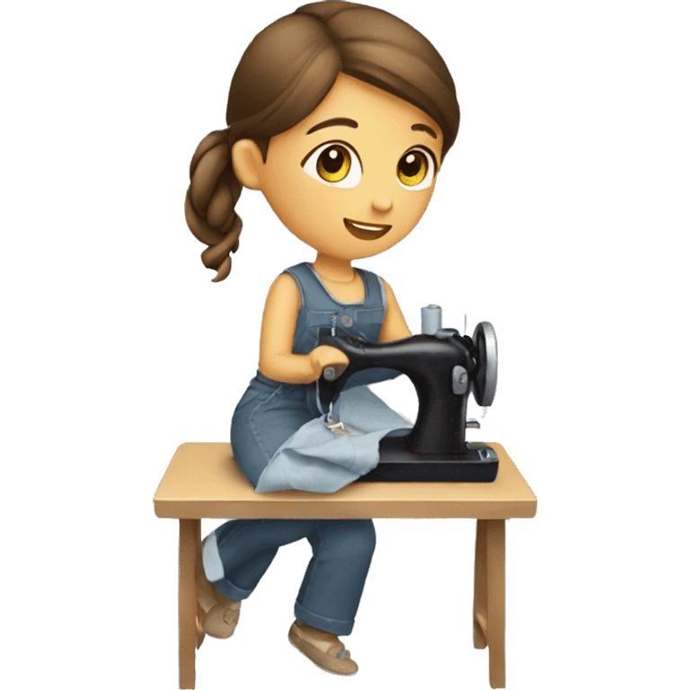 A girl sewing pants emoji