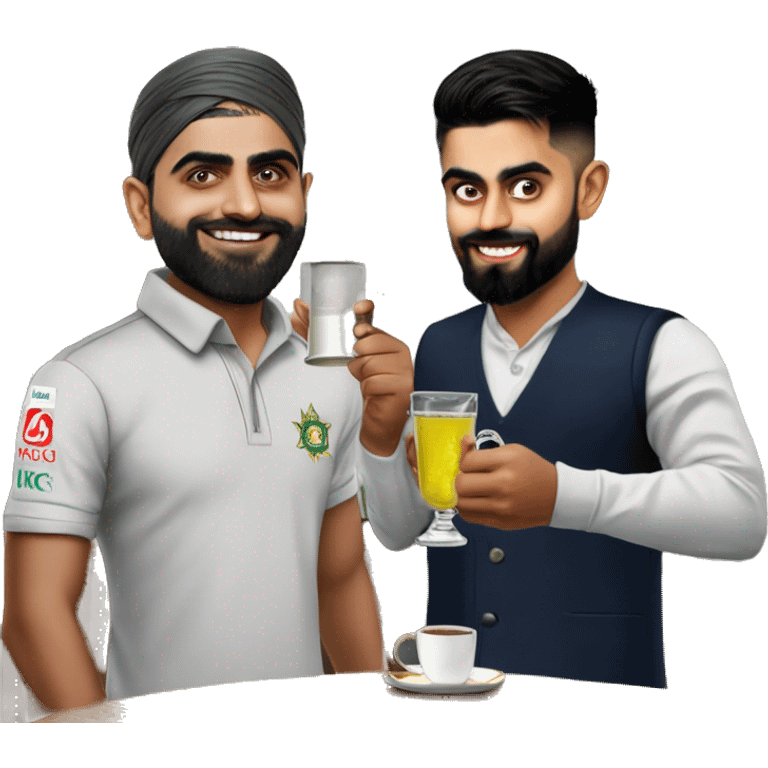 babar azam pouring tea in to  virat kohli's glass emoji