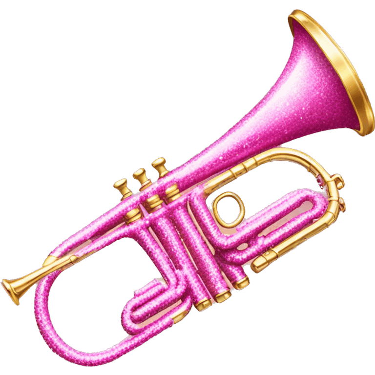 Pink glittery sparkling trumpet tooting emoji