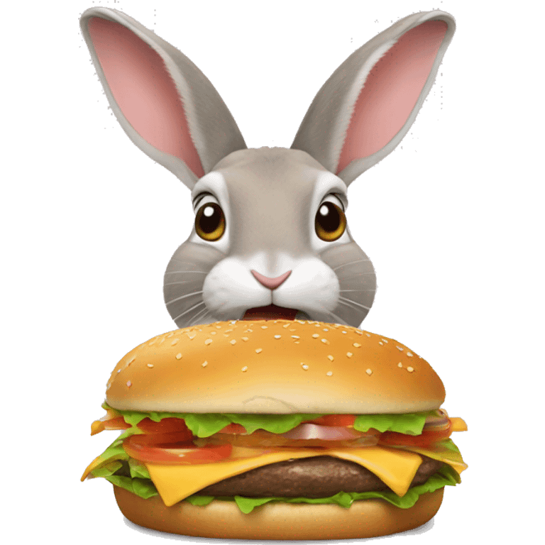 Rabbit eating a burger emoji