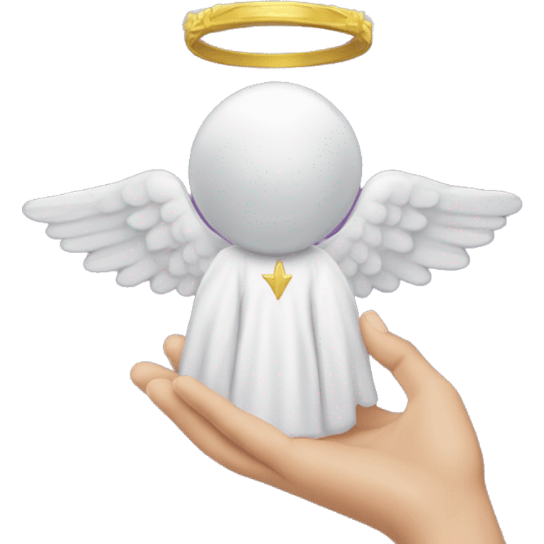 Angel held by human hands fades to after live emoji