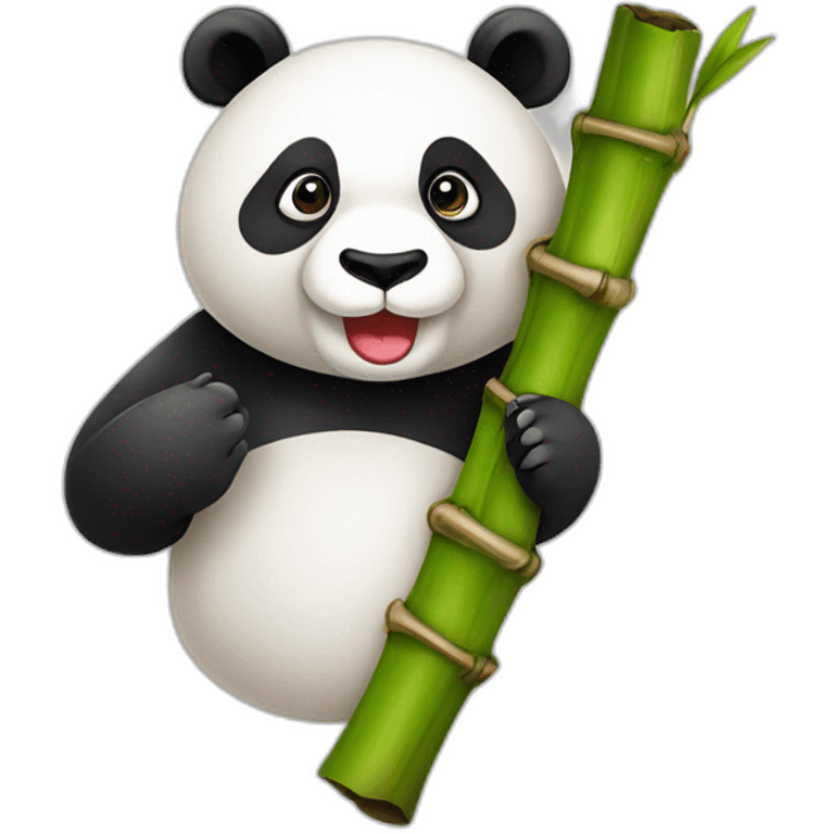 Panda avec un bambou dans la bouche  emoji