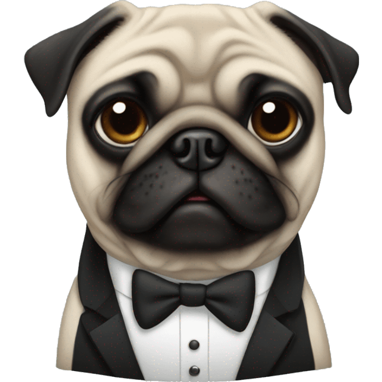 Pug in a tuxedo emoji